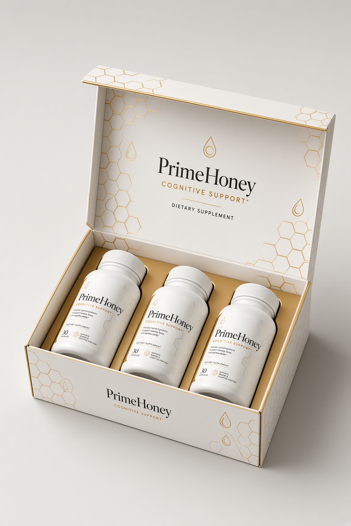 PrimeHoney box with 3 bottles